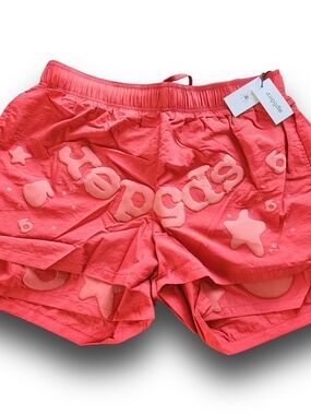 Sp5der Worldwide Beluga Double Layer Nylon Shorts Red Size Large